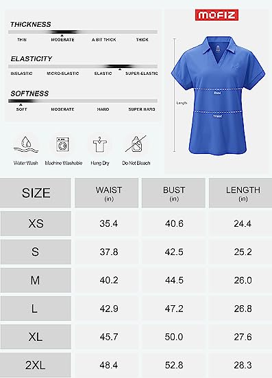 Women's Golf Polo Shirts V Neck Collared Short Sleeve Sport Top UPF50+ - morefiz