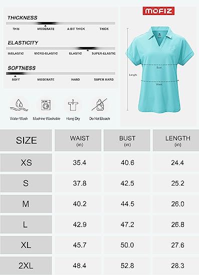 Women's Golf Polo Shirts V Neck Collared Short Sleeve Sport Top UPF50+ - morefiz