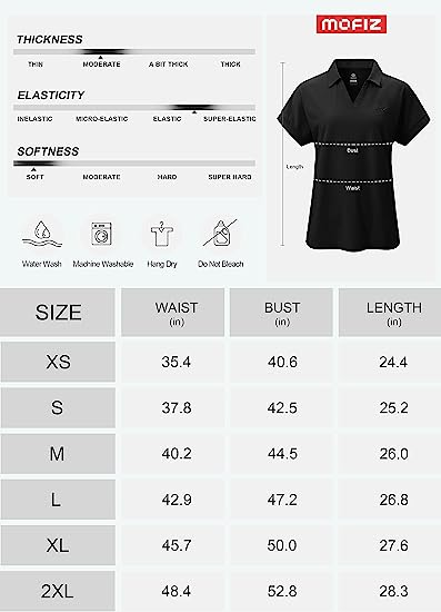 Women's Golf Polo Shirts V Neck Collared Short Sleeve Sport Top UPF50+ - morefiz