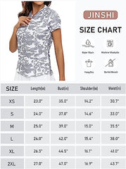 Womens Polo Golf Shirts Short Sleeve 1/4 Zip Pullover Collarless UPF50+ - morefiz