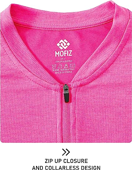 Womens Polo Golf Shirts Short Sleeve 1/4 Zip Pullover Collarless UPF50+ - morefiz