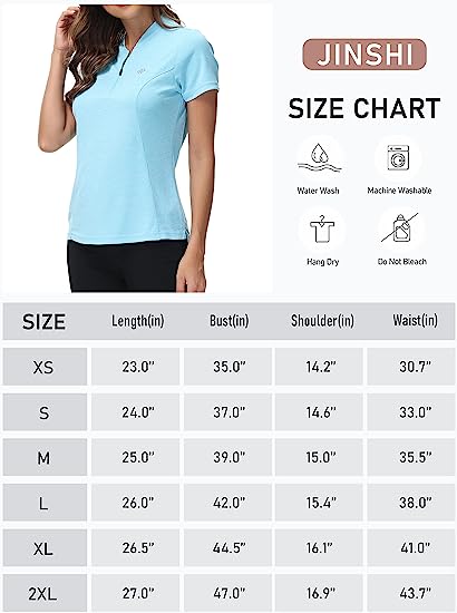 Womens Polo Golf Shirts Short Sleeve 1/4 Zip Pullover Collarless UPF50+ - morefiz