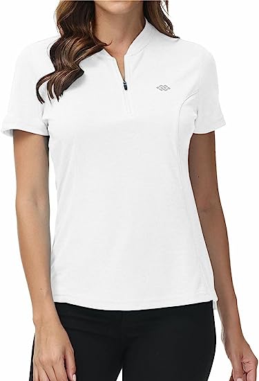 Womens Polo Golf Shirts Short Sleeve 1/4 Zip Pullover Collarless UPF50+ - morefiz