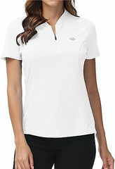 Womens Polo Golf Shirts Short Sleeve 1/4 Zip Pullover Collarless UPF50+ - morefiz