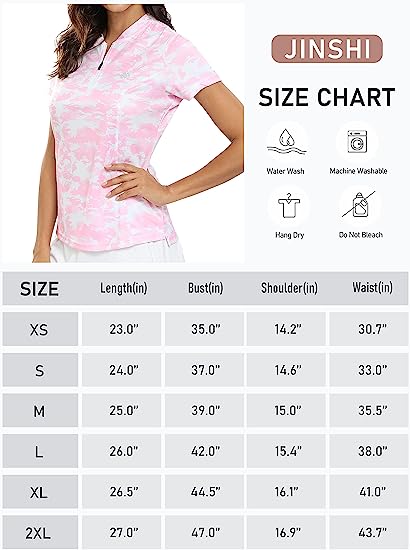 Womens Polo Golf Shirts Short Sleeve 1/4 Zip Pullover Collarless UPF50+ - morefiz