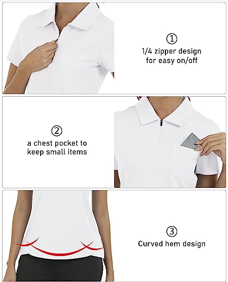 Women's Short-Sleeve Polo Golf Quick Dry Athletic Shirts - morefiz