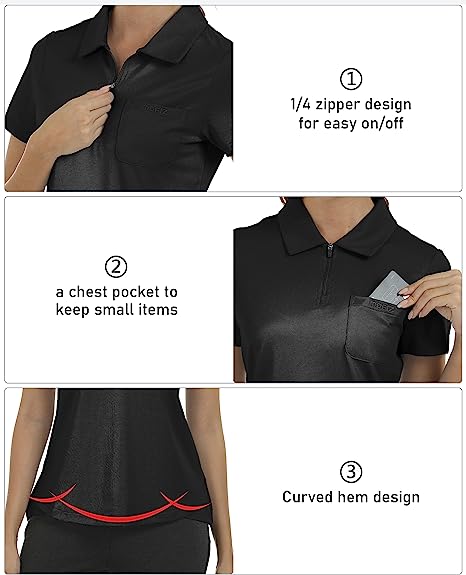 Women's Short-Sleeve Polo Golf Quick Dry Athletic Shirts - morefiz