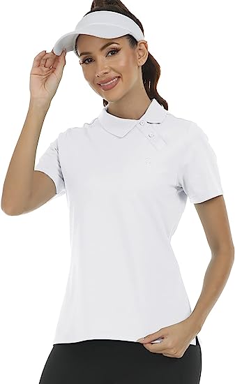 Womens Slanted Placket Lapel Buttons Golf Shirts - morefiz