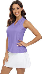 Women's Sleeveless Shirts V Neck Sport Tank Top UPF50+ - morefiz