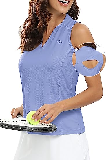 Women's Sleeveless Shirts V Neck Sport Tank Top UPF50+ - morefiz