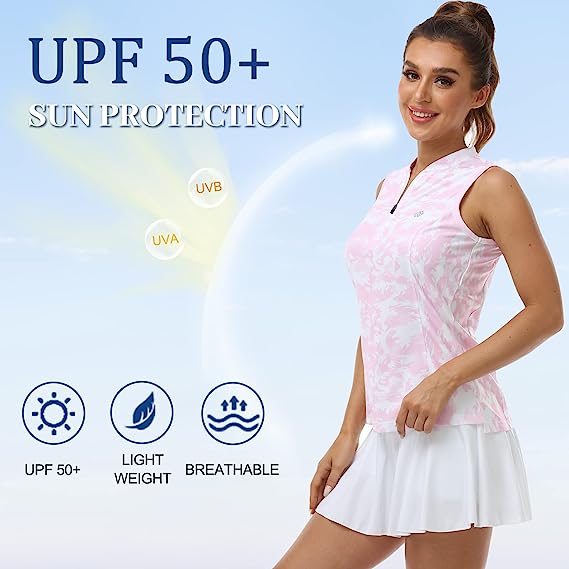 Women's Sleeveless Tennis Shirt 50+ Sun Protection Sportswear T-Shirts - morefiz