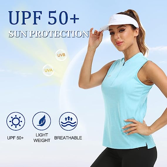 Women's Sleeveless Tennis Shirt 50+ Sun Protection Sportswear T-Shirts - morefiz