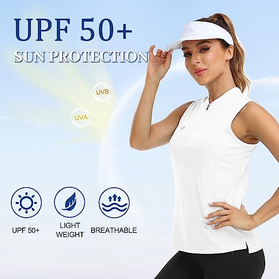 Women's Sleeveless Tennis Shirt 50+ Sun Protection Sportswear T-Shirts - morefiz