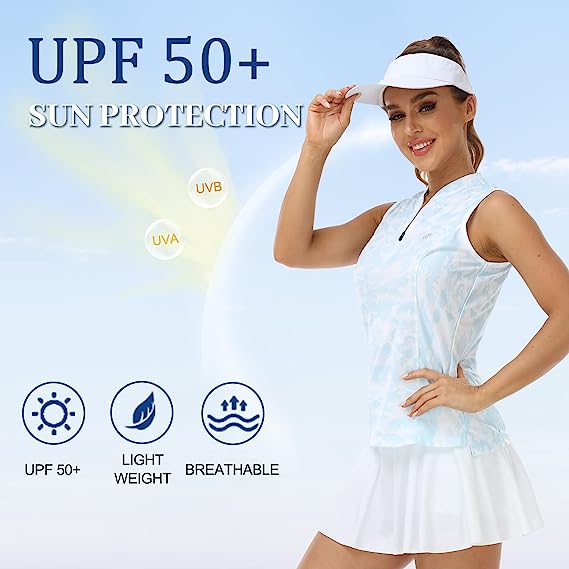 Women's Sleeveless Tennis Shirt 50+ Sun Protection Sportswear T-Shirts - morefiz