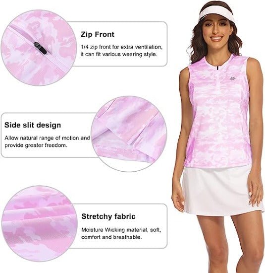 Women's Sleeveless Tennis Shirt Golf Shirts for + Quick Dry Sportswear T-Shirts - morefiz