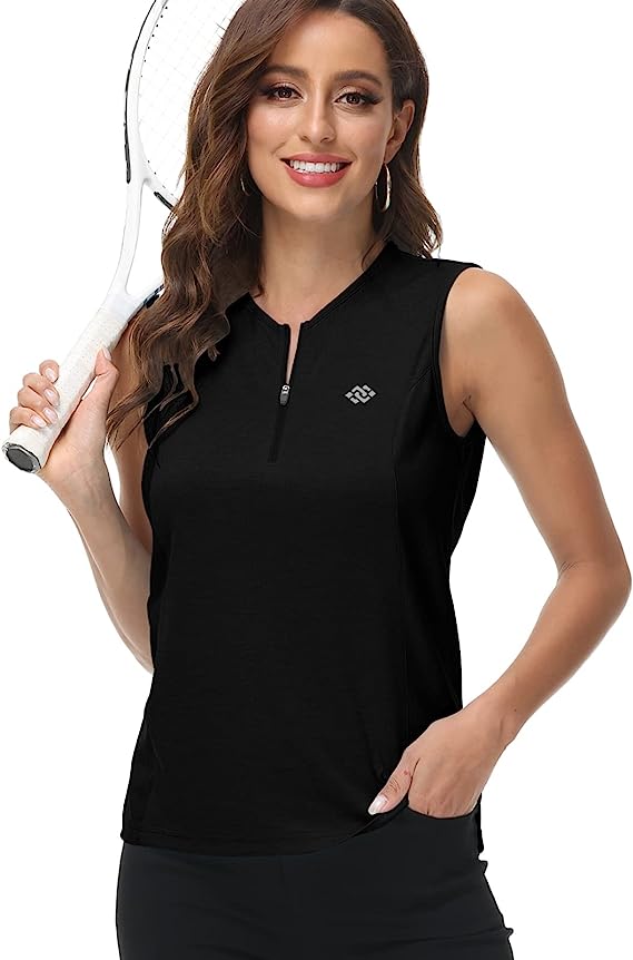 Women's Sleeveless Tennis Shirt Golf Shirts for + Quick Dry Sportswear T-Shirts - morefiz