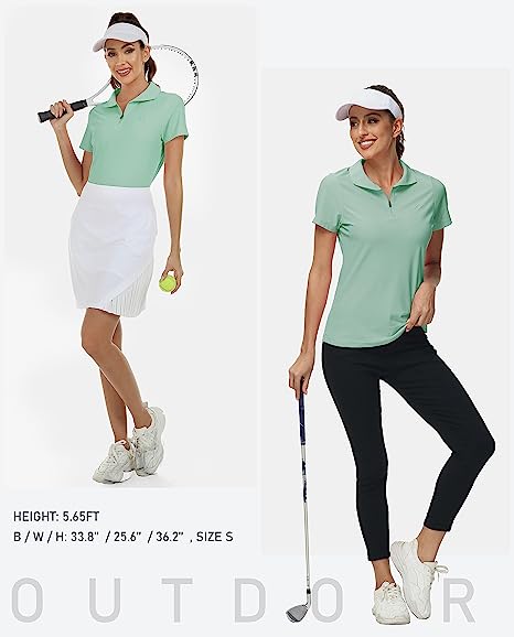 Women's UPF 50+ Short Sleeve Golf Tennis Polo Shirt Quick Dry Workout Active T-Shirt - morefiz