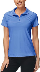 Women's UPF 50+ Short Sleeve Golf Tennis Polo Shirt Quick Dry Workout Active T-Shirt - morefiz