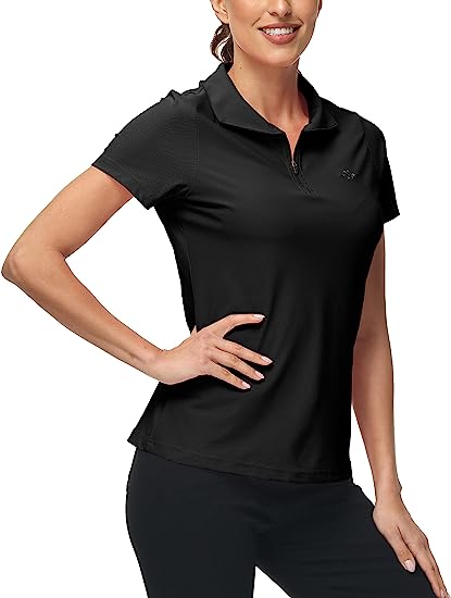 Women's UPF 50+ Short Sleeve Golf Tennis Polo Shirt Quick Dry Workout Active T-Shirt - morefiz