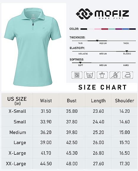 Women's UPF 50+ Short Sleeve Golf Tennis Polo Shirt Quick Dry Workout Active T-Shirt - morefiz