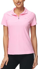 Women's UPF 50+ Short Sleeve Golf Tennis Polo Shirt Quick Dry Workout Active T-Shirt - morefiz