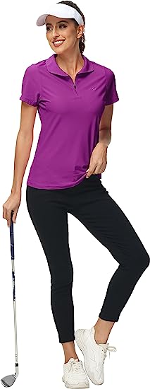 Women's UPF 50+ Short Sleeve Golf Tennis Polo Shirt Quick Dry Workout Active T-Shirt - morefiz