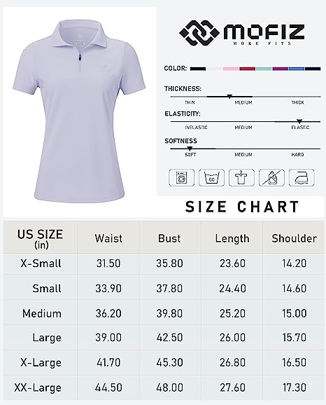 Women's UPF 50+ Short Sleeve Golf Tennis Polo Shirt Quick Dry Workout Active T-Shirt - morefiz