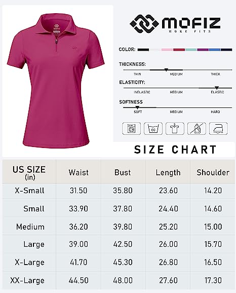 Women's UPF 50+ Short Sleeve Golf Tennis Polo Shirt Quick Dry Workout Active T-Shirt - morefiz