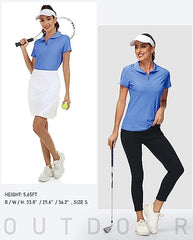 Women's UPF 50+ Short Sleeve Golf Tennis Polo Shirt Quick Dry Workout Active T-Shirt - morefiz