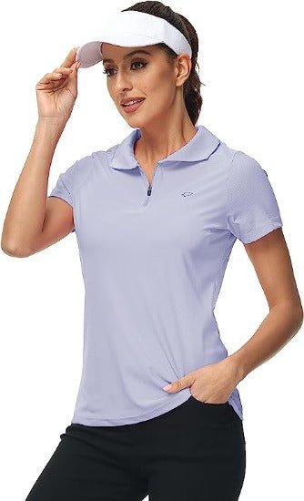 Women's UPF 50+ Short Sleeve Golf Tennis Polo Shirt Quick Dry Workout Active T-Shirt - morefiz