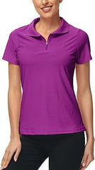 Women's UPF 50+ Short Sleeve Golf Tennis Polo Shirt Quick Dry Workout Active T-Shirt - morefiz