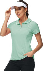 Women's UPF 50+ Short Sleeve Golf Tennis Polo Shirt Quick Dry Workout Active T-Shirt - morefiz