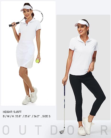 Women's UPF 50+ Short Sleeve Golf Tennis Polo Shirt Quick Dry Workout Active T-Shirt - morefiz