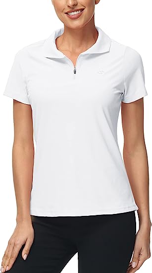 Women's UPF 50+ Short Sleeve Golf Tennis Polo Shirt Quick Dry Workout Active T-Shirt - morefiz