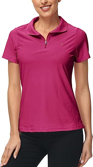 Women's UPF 50+ Short Sleeve Golf Tennis Polo Shirt Quick Dry Workout Active T-Shirt - morefiz