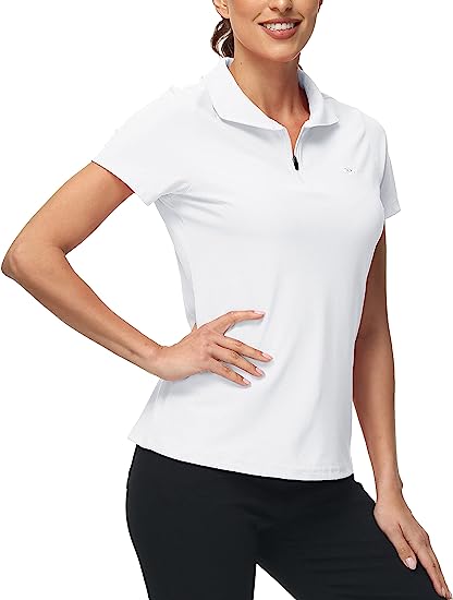 Women's UPF 50+ Short Sleeve Golf Tennis Polo Shirt Quick Dry Workout Active T-Shirt - morefiz