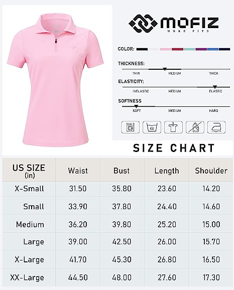 Women's UPF 50+ Short Sleeve Golf Tennis Polo Shirt Quick Dry Workout Active T-Shirt - morefiz