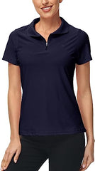 Women's UPF 50+ Short Sleeve Golf Tennis Polo Shirt Quick Dry Workout Active T-Shirt - morefiz