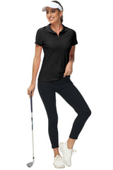 Women's UPF 50+ Short Sleeve Golf Tennis Polo Shirt Quick Dry Workout Active T-Shirt - morefiz