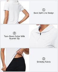 Women's UPF 50+ Short Sleeve Golf Tennis Polo Shirt Quick Dry Workout Active T-Shirt - morefiz