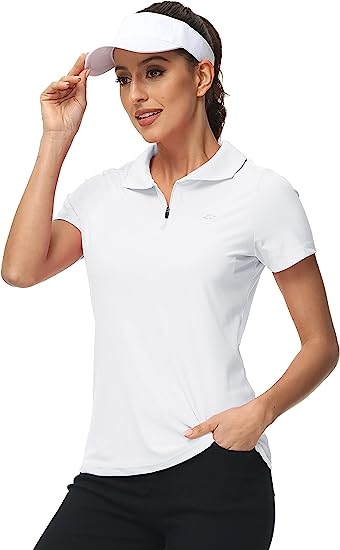 Women's UPF 50+ Short Sleeve Golf Tennis Polo Shirt Quick Dry Workout Active T-Shirt - morefiz