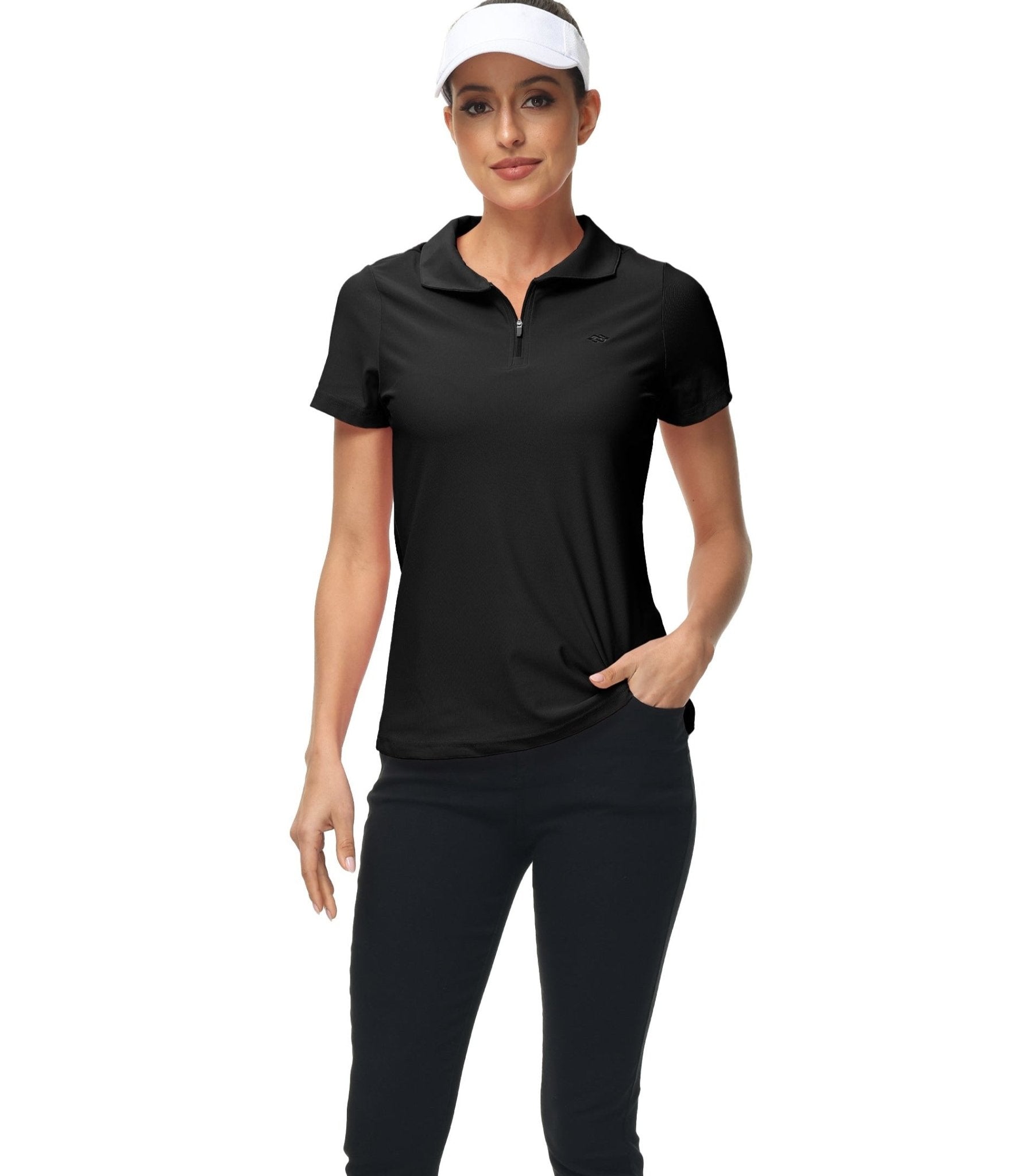 Women's UPF 50+ Short Sleeve Golf Tennis Polo Shirt Quick Dry Workout Active T-Shirt - morefiz