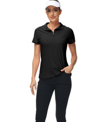 Women's UPF 50+ Short Sleeve Golf Tennis Polo Shirt Quick Dry Workout Active T-Shirt - morefiz