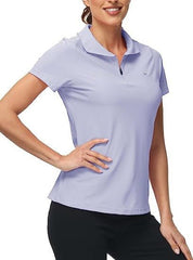 Women's UPF 50+ Short Sleeve Golf Tennis Polo Shirt Quick Dry Workout Active T-Shirt - morefiz