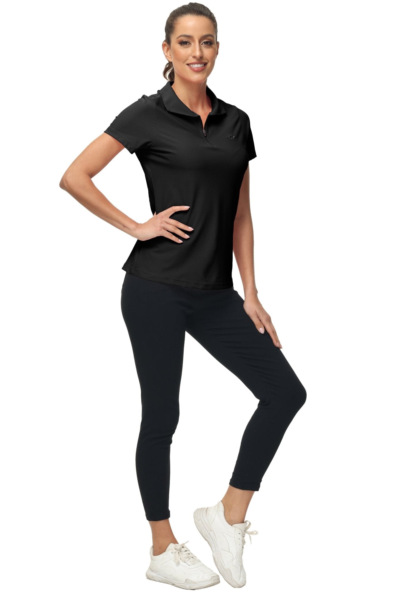 Women's UPF 50+ Short Sleeve Golf Tennis Polo Shirt Quick Dry Workout Active T-Shirt - morefiz