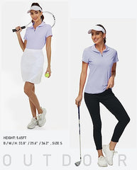 Women's UPF 50+ Short Sleeve Golf Tennis Polo Shirt Quick Dry Workout Active T-Shirt - morefiz