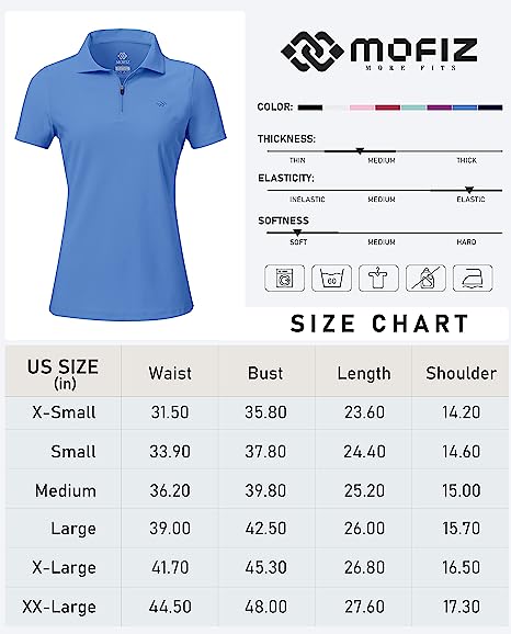 Women's UPF 50+ Short Sleeve Golf Tennis Polo Shirt Quick Dry Workout Active T-Shirt - morefiz