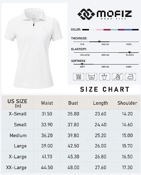 Women's UPF 50+ Short Sleeve Golf Tennis Polo Shirt Quick Dry Workout Active T-Shirt - morefiz