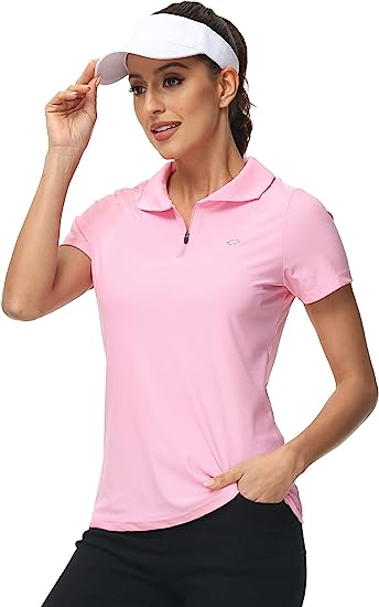 Women's UPF 50+ Short Sleeve Golf Tennis Polo Shirt Quick Dry Workout Active T-Shirt - morefiz