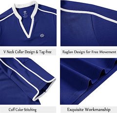 Women's V Neck Golf Polo Shirts Quick Dry Sun Protection Athletic Tops - morefiz